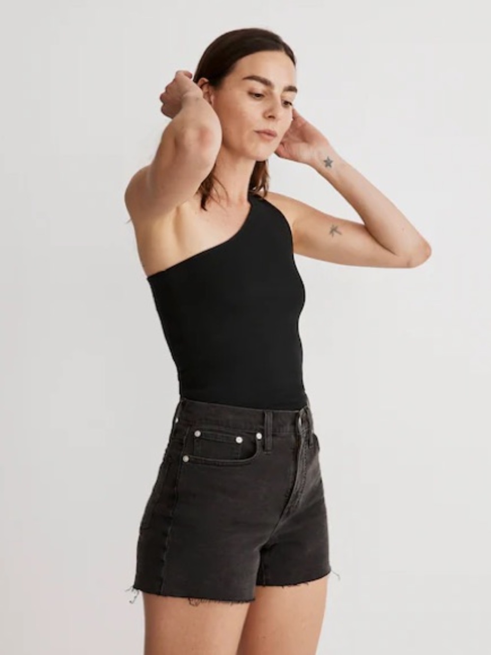 Madewell High Rise Denim Jean Shorts Lunar Wash Comfort Stretch Black Size 28 6